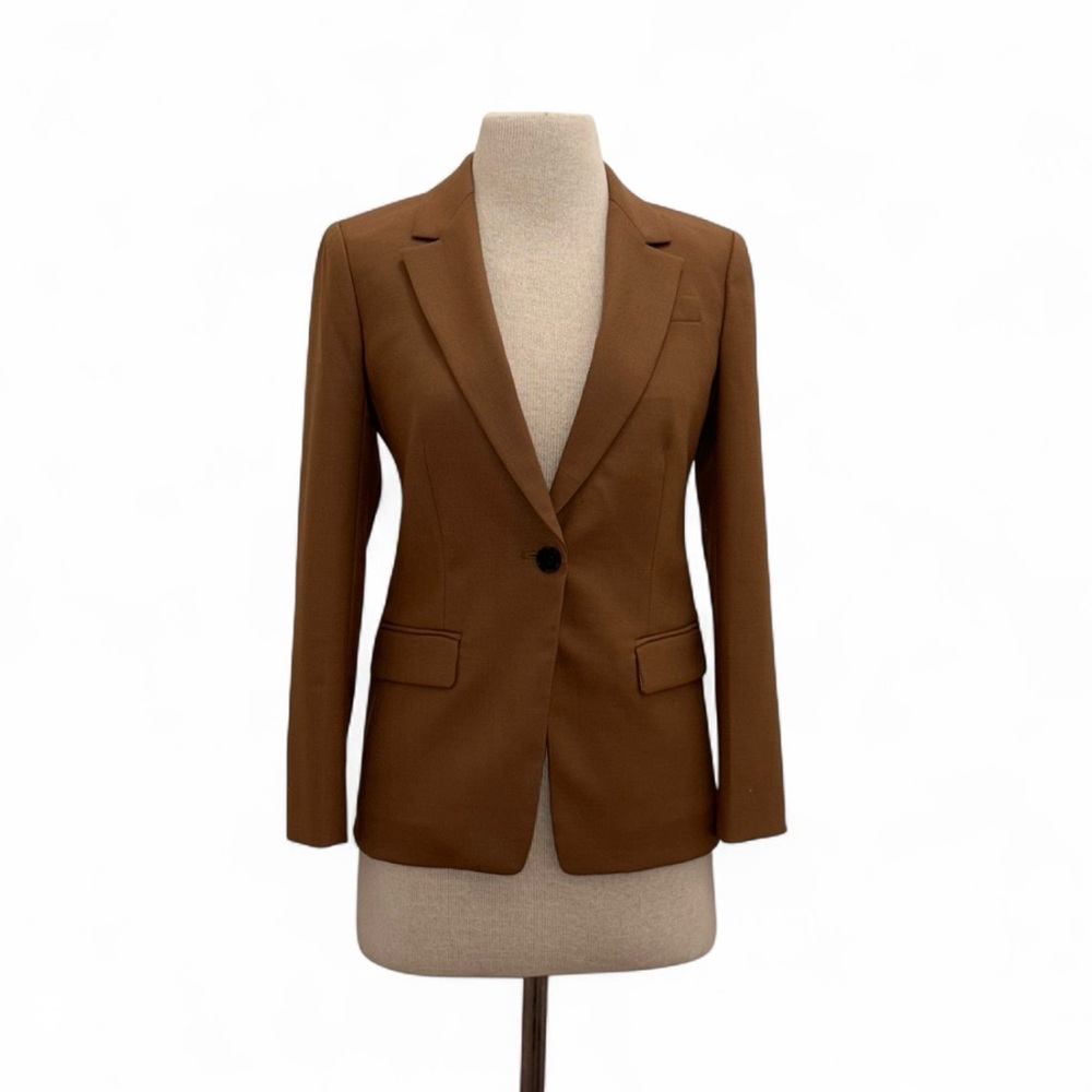 J.Crew NWT Preppy Camel Ora Tessuti Italian Wool Blend Flannel Blazer Size 00 XS